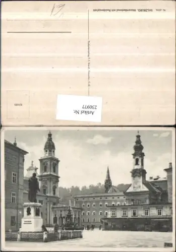 230977,Salzburg Mozartdenkmal m. Residenzplatz Turm Brunnen pub F. E. Brandt