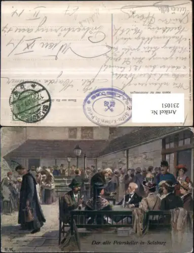 231051,Künstler AK F. Kulstrunk Salzburg Peterskeller Personen