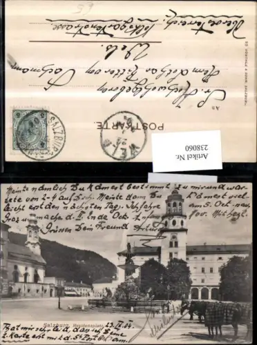 238060,Salzburg Residenzplatz Brunnen Rathausturm