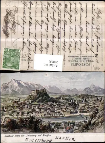 238091,Künstler AK F. Kulstrunk Salzburg Totale geg. d. Untersberg u. Stauffen