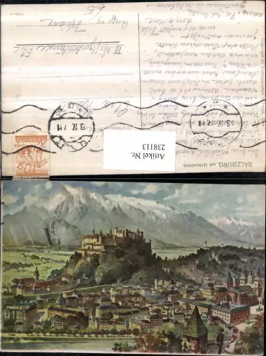 238113,Künstler AK Ruep Salzburg Totale m. Untersberg