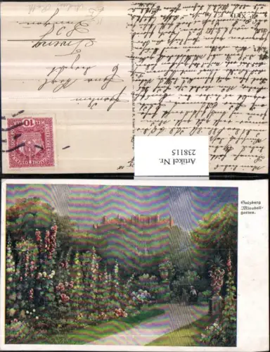 238115,Künstler AK Andreas Roth Salzburg Mirabellgarten m. Blick auf die Festung