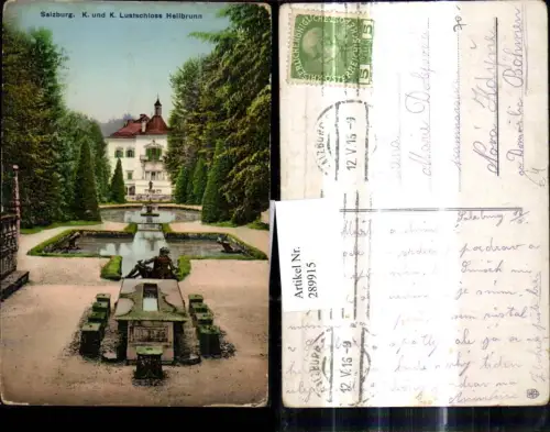 289915,Salzburg K. u. K. Lustschloss Hellbrunn Schloss Park Wasseranlagen Brunnen