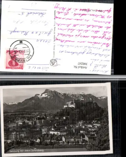 300247,Salzburg Totale m. Festung m. Untersberg Bergkulisse