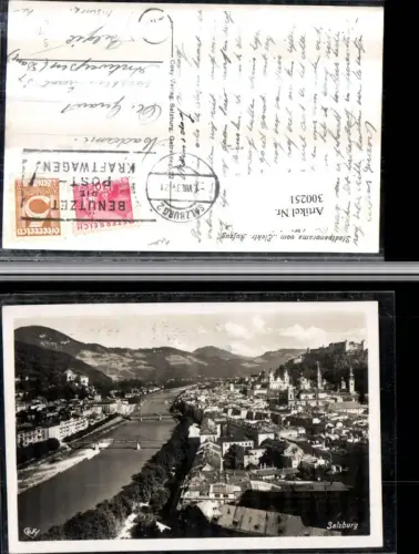 300251,Salzburg Totale Panorama m. Festung vom Elektrischen Aufzug pub Cosy Mischfrankatur
