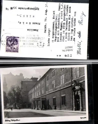 300257,Salzburg Festspielhaus Straßenansicht Wiener Herbstmesse 1951 Stempel