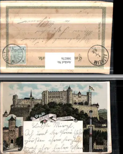 300276,Litho Gruß aus Salzburg Festung Hohensalzburg Turm Bergbahn Mehrbildkarte