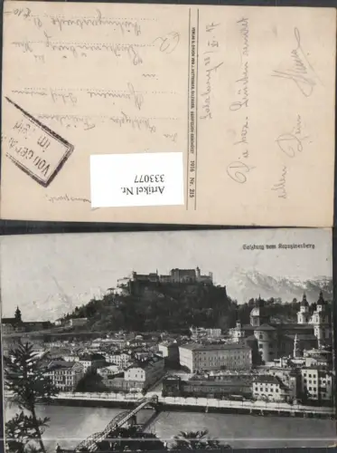 333077,Salzburg Teilansicht vom Kapuzinerberg m. Kirche Festung
