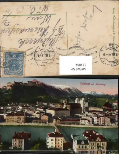 333084,Salzburg Teilansicht m. Mozartsteg u. Festung