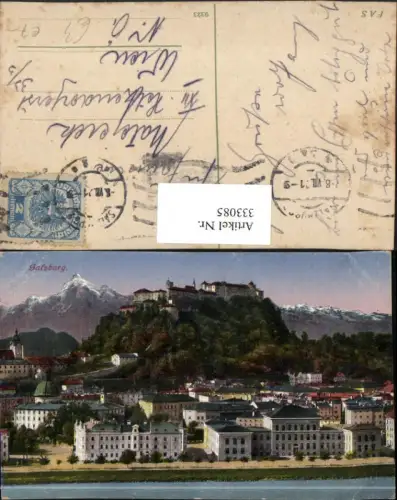 333085,Salzburg Teilansicht m. Festung Bergkulisse