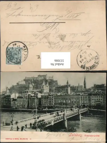 333086,Salzburg Teilansicht Staatsbrücke Brücke m. Festung