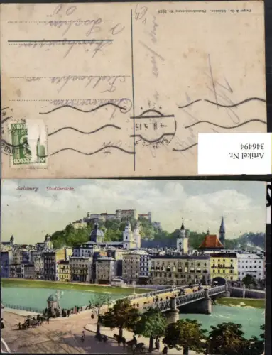 346494,Salzburg Teilansicht Staatsbrücke Brücke m. Festung pub Purger e Co 5918