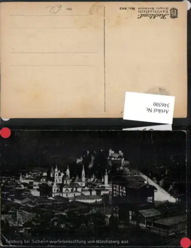 346500,Salzburg b. Scheinwerferbeleuchtung Teilansicht v. Mönchsberg