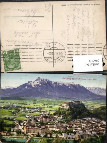 346503,Salzburg Totale m. Festung geg. Untersberg Bergkulisse pub Purger e Co 10203