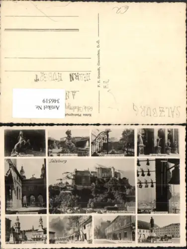 346519,Salzburg Festung Festspielhaus Mirabellgarten Mozartplatz Mehrbildkarte pub F. E. Brandt