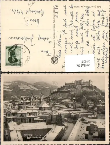 346521,Salzburg Teilansicht m. Festung vom Mönchsberg Winterbild