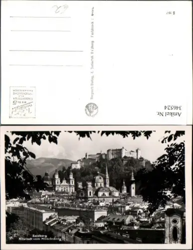 346524,Salzburg Teilansicht Altstadt vom Mönchsberg m. Festung