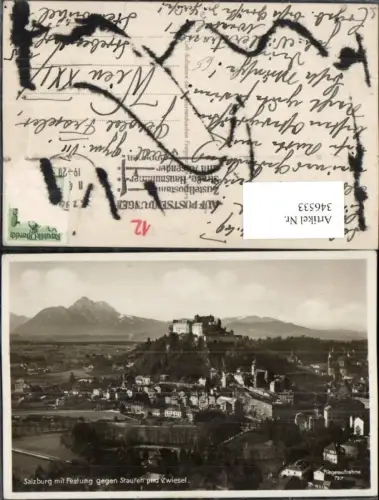346533,Salzburg Totale m. Festung geg. Staufen u. Zwiesel Fliegeraufnahme 737