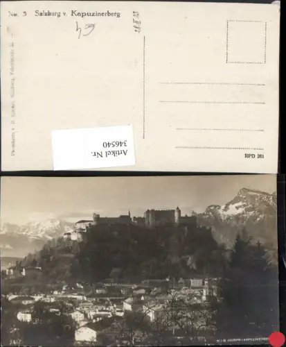 346540,Salzburg Teilansicht m. Festung vom Kapuzinerberg Bergkulisse