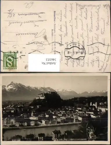 346553,Salzburg Totale vom Kapuzinerberg m. Festung Bergkulisse