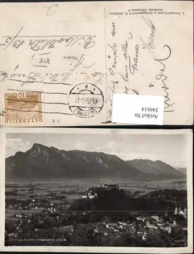 346614,Salzburg Totale m. Festung geg. Untersberg Bergkulisse