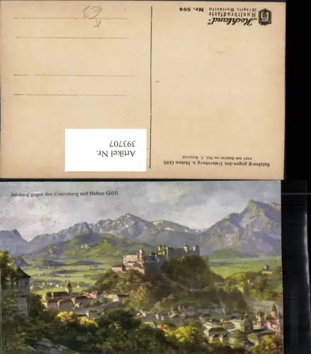 393707,Künstler AK F. Kulstrunk Salzburg Teilansicht m. Festung Bergkulisse
