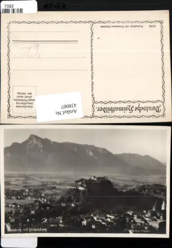 438007,Salzburg Teilansicht m. Festung geg. Untersberg Bergkulisse pub H. Huber 1206