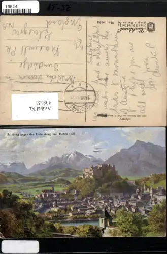 438151,Künstler AK F. Kulstrunk Salzburg Totale m. Festung Bergkulisse