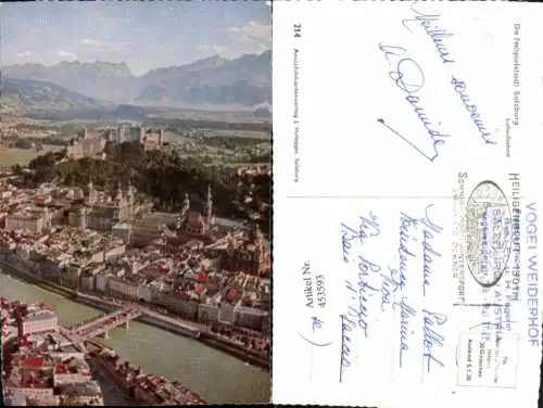 453593,Salzburg Totale Fliegeraufnahme Bergkulisse