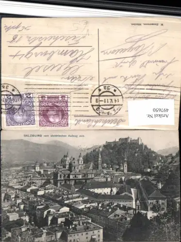 497650,Salzburg Totale vom elektrischen Aufzug pub W. Zimmermann