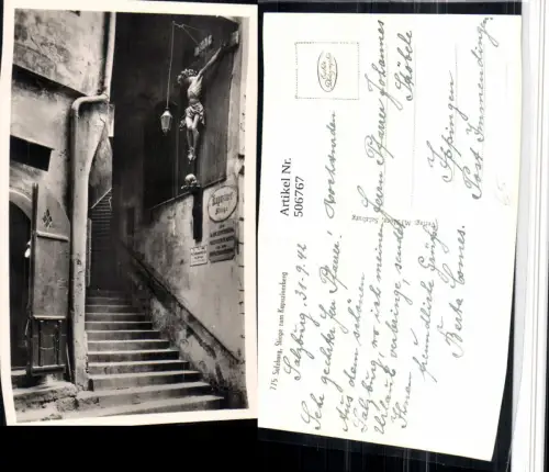 506767,Salzburg Stiege zur Kapuzinerkirche Kruzifix