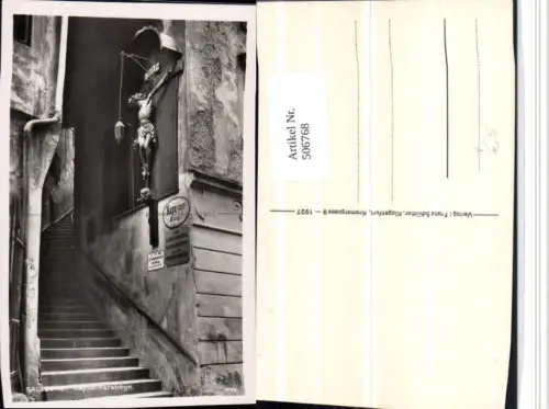 506768,Salzburg Kapuzinerstiege Stiege Kruzifix pub Franz Schilcher 1107