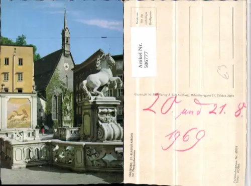 506777,Salzburg St.-Blasius-Kirche m. Pferdeschwemme Statue