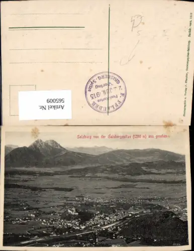 565009,Salzburg v. d. Gaisbergspitze Stempel F. Pelauder Verlag Juni 1913