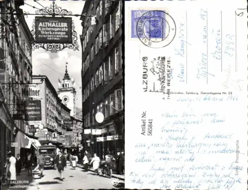 565841,Foto Ak Salzburg Getreidegasse Mercedes Bus Motorrad