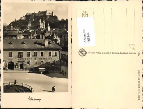 565844,Foto Ak Salzburg Mozart Wohnhaus m. Blick Festung Hohensalzburg