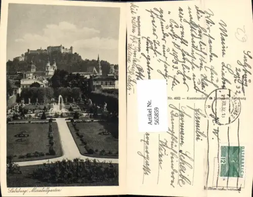 565859,Foto Ak Salzburg Mirabellgarten Blick Festung Hohensalzburg
