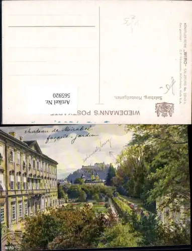 565920,Künstler Ak Salzburg Mirabellgarten Festung Hohensalzburg pub Wiro 2380A