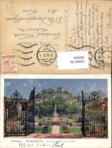 565934,Künstler Ak J. Forster Salzburg Mirabellgarten Festung Hohensalzburg