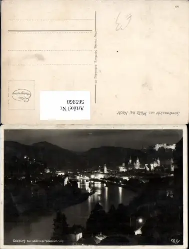 565968,Foto Ak Salzburg b. Scheinwerferbeleuchtung Nacht Festung Hohensalzburg pub Cosy