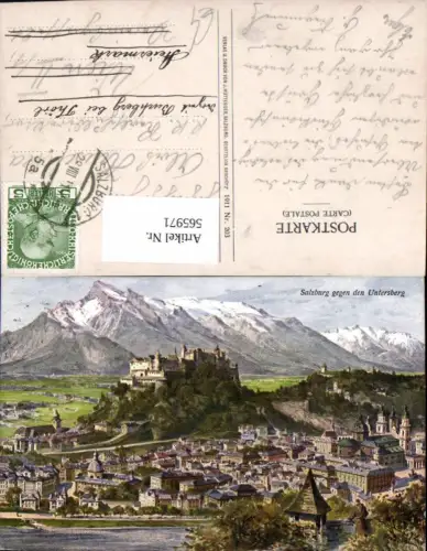 565971,Künstler Ak Salzburg geg. d. Untersberg Festung Hohensalzburg