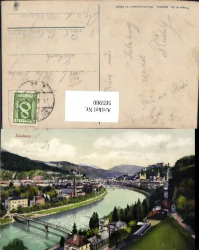 565980,Salzburg Ansicht m. Brücke Festung Hohensalzburg pub Purger Co 10426
