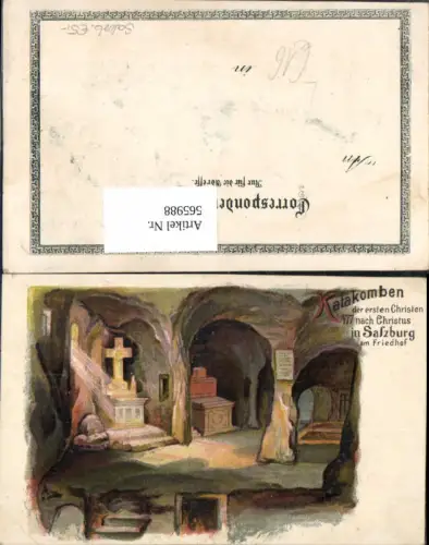 565988,Künstler Litho Salzburg Katakomben St Peter Friedhof Gräber Gruft