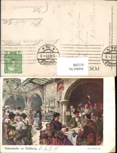 615398,Künstler AK Com. Ethofer Salzburg St. Peter Peterskeller Bier