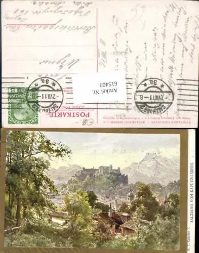 615403,Künstler AK E. T. Compton Salzburg v. Kapuzinerberg