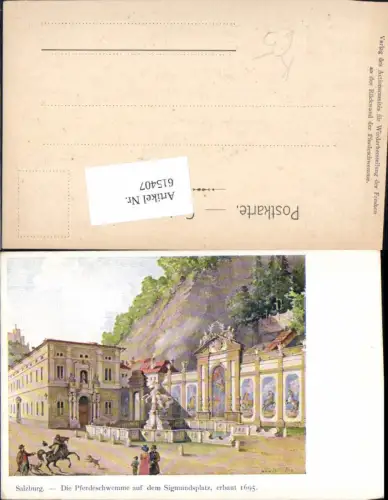 615407,tolle Künstler AK Salzburg Pferdeschwemme Sigmundsplatz