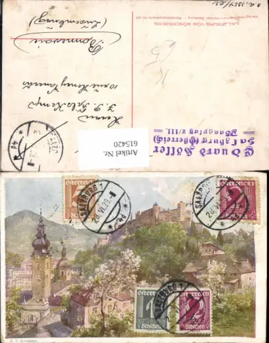 615420,Künstler AK E. T. Compton Salzburg vom Mönchsberg pub Kerber 96