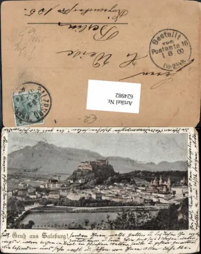 624982,Litho Salzburg 1900 Ansicht m. Hohensalzburg