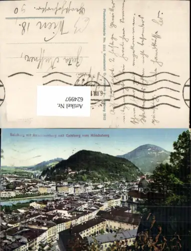 624997,Salzburg m. Kapuzinerberg u. Gaisberg vom Mönchsberg