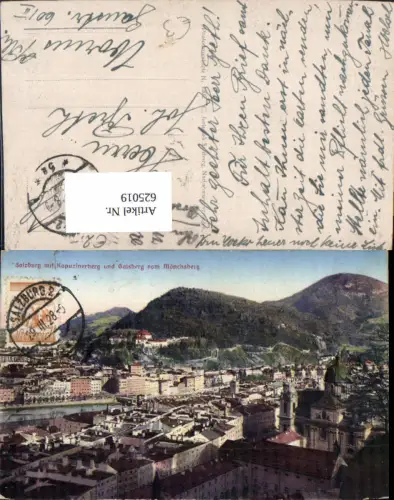 625019,Salzburg m. Kapuzinerberg u. Gaisberg v. Mönchsberg aus